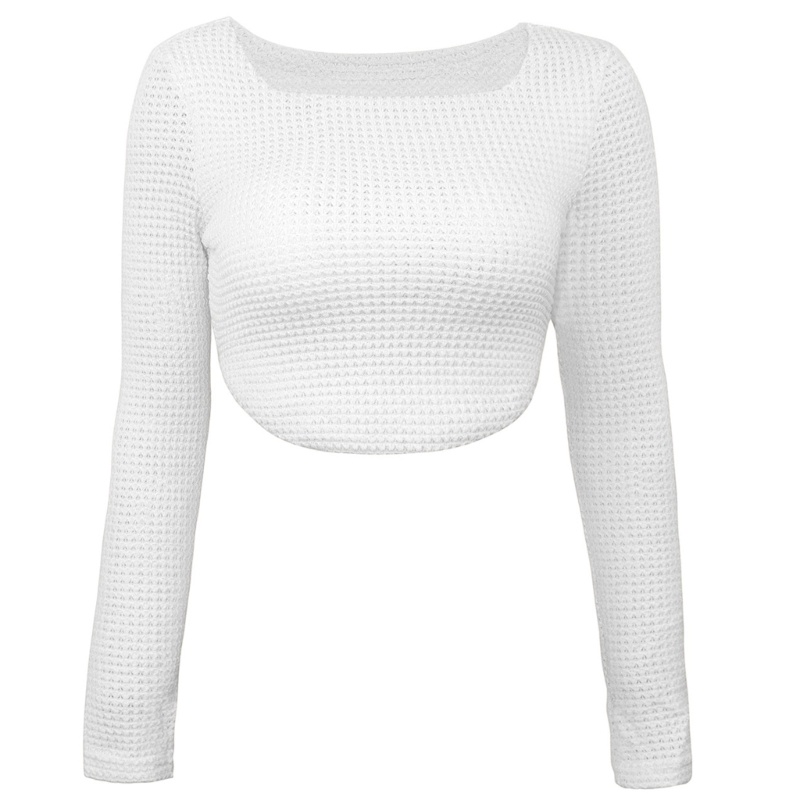 Xiangbao Áo Len Crop Top Tay Dài Cổ Vuông Màu Trơn Ôm Dáng Không Đối Xứng Mùa Thu Cho Nữ Ju