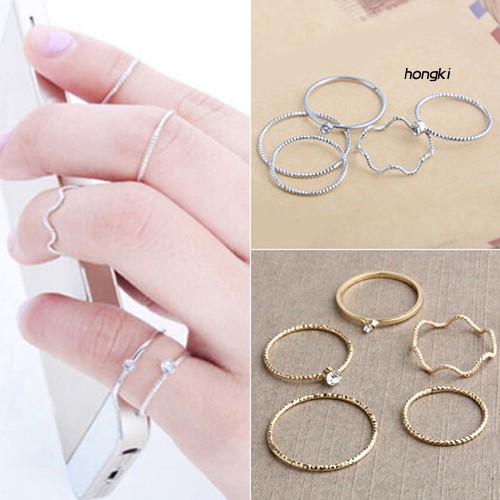 Bộ 5 Nhẫn Đeo Đốt Ngón Tay Thời Trang Cho Nữ