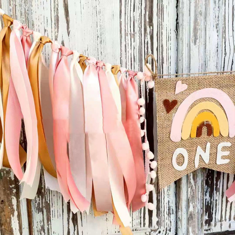 Dây Treo Trang Trí Tiệc Sinh Nhật 1 Tuổi Màu Cầu Vồng Phong Cách Boho Cho Bé