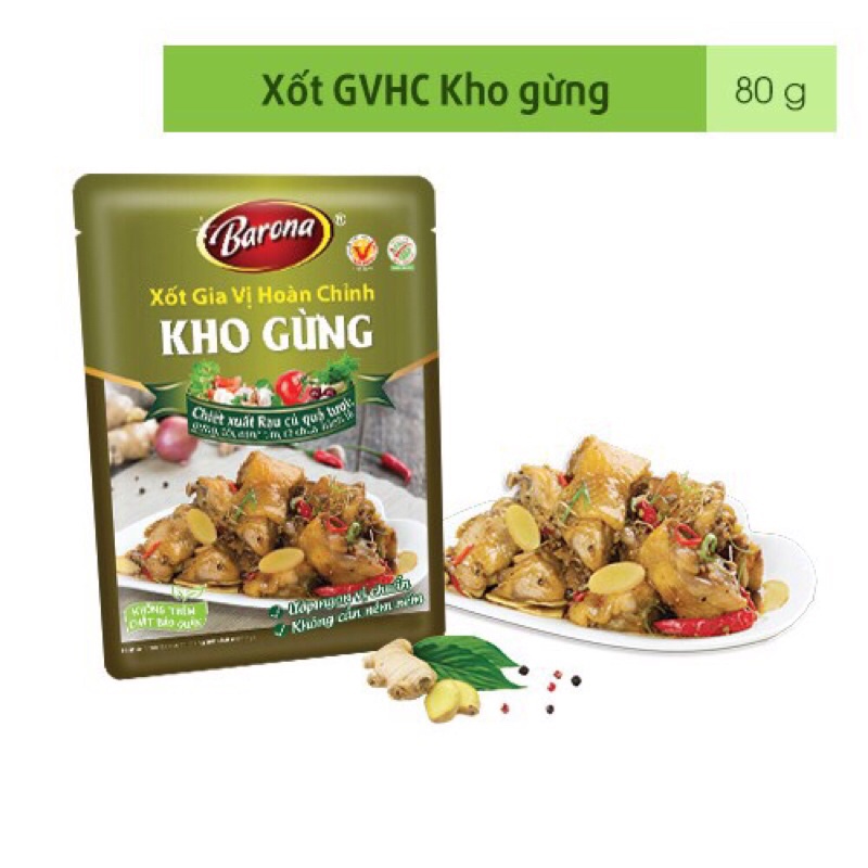 Xốt gia vị hoàn chỉnh Barona - Kho gừng 80g