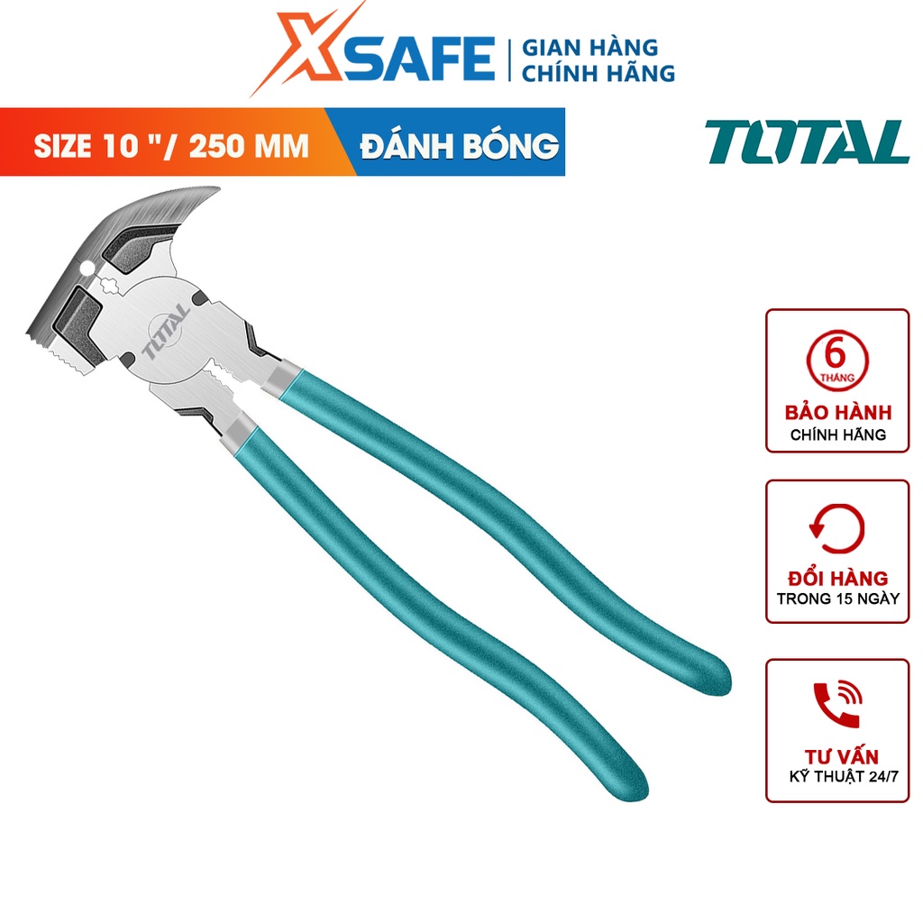 Kềm bấm hàng rào 250mm TOTAL THT210102, đầu kềm được đánh bóng và mạ đen, siêu cứng chống rỉ sét cong vênh - chính hãng