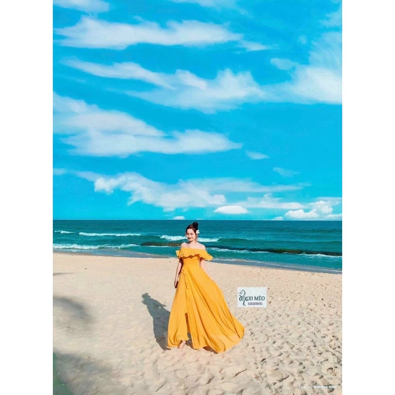Đầm maxi bẹt vai bèo | BigBuy360 - bigbuy360.vn