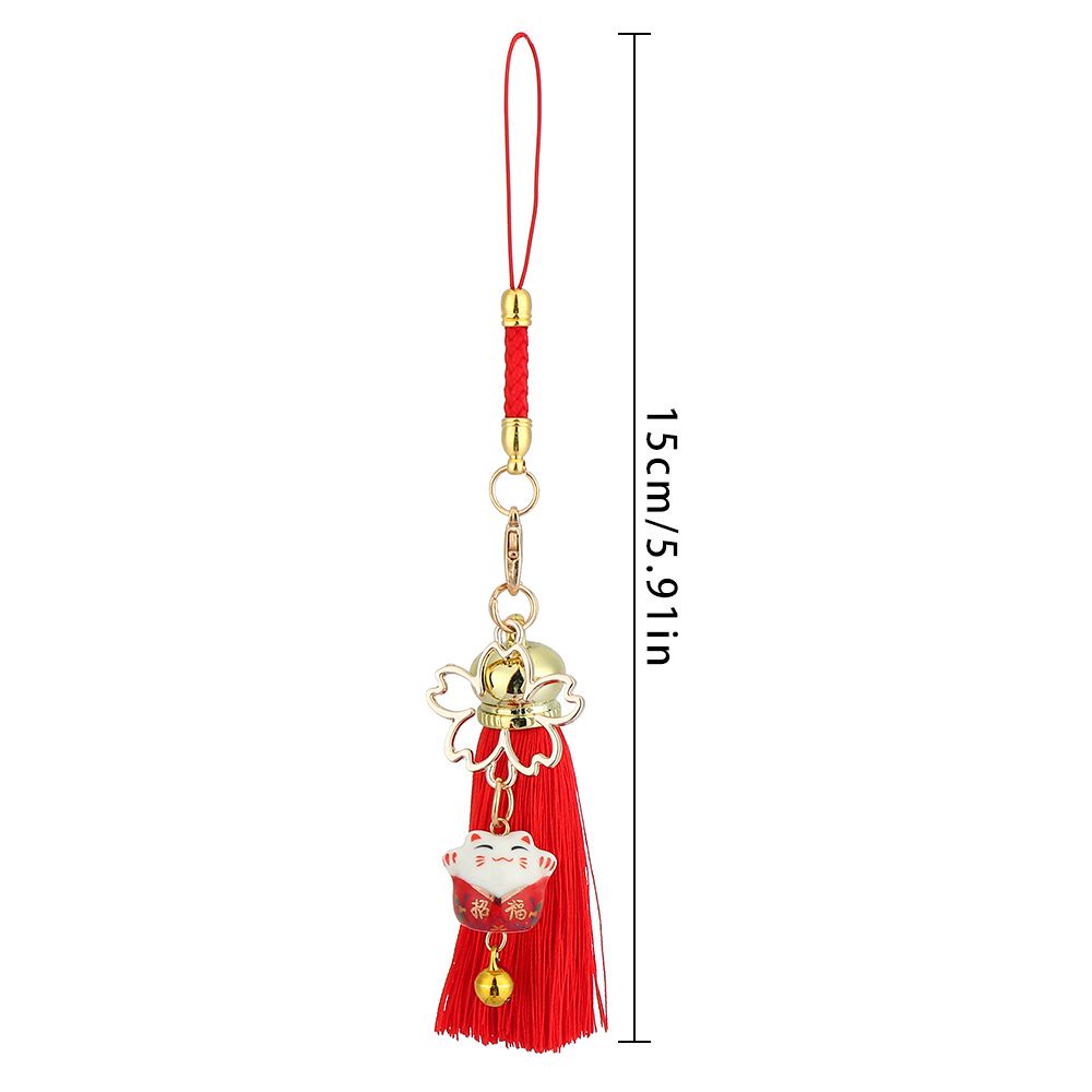 MAYSHOW Lovely Tassel Phone Lanyard Japanese Style Lucky Cat Cell Phone Hang Rope New Accessories Cherry Blossoms Keychain Wrist Rope Bag Charm Pendant Hang Rope Bells/Multicolor