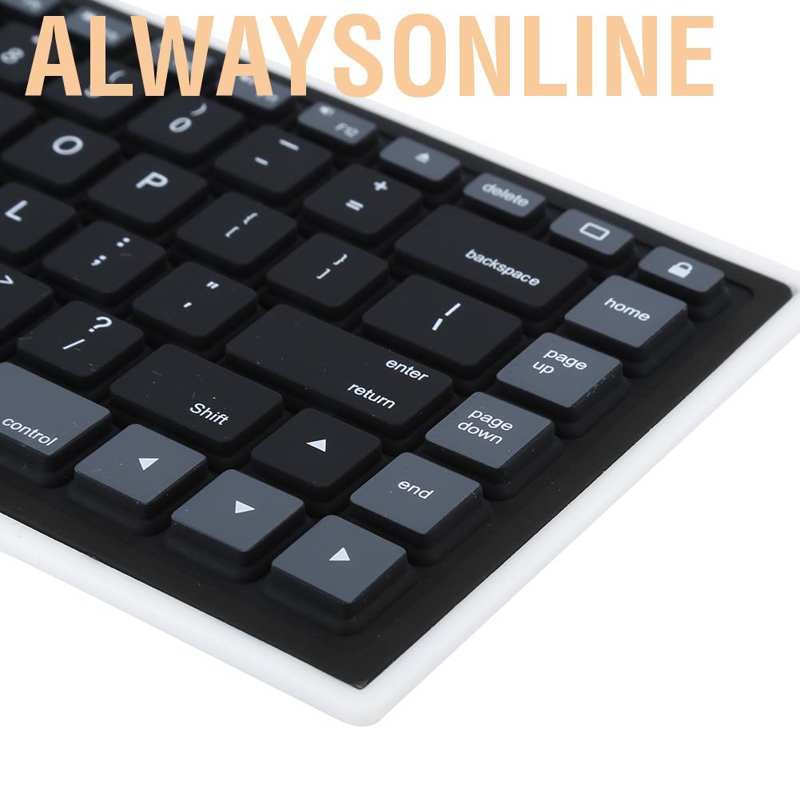 Alwaysonline Foldable Bluetooth Keyboard  Waterproof Silicone Mute Chargeable Mini Portable Ultra Slim Computer Silent for Android Windows PC Tablet