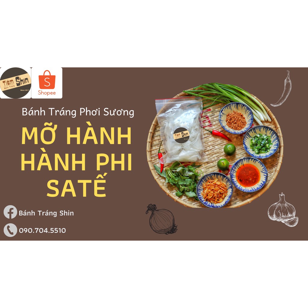 Bánh Tráng Shin Phơi Sương Muối Mỡ Hành Satế Hành Tỏi Phi Tắc túi Zip M