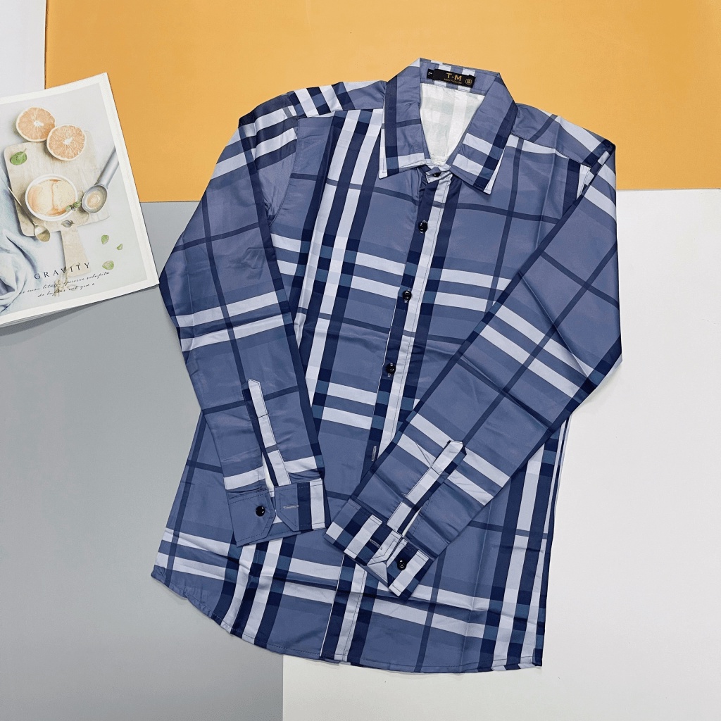 Áo Sơ Mi Nam Tay Dài Phối Sọc Caro 68, Vải Lụa Cao Cấp Phong Cách Sang Trọng [NEW UNISEX]