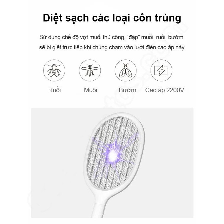 Vợt muỗi cao cấp Xiaomi thông minh XiaomiSolove P1 2 chế độ vợ t mu ỗi kiêm Đèn bắt mu ỗi - Hàng chính hãng