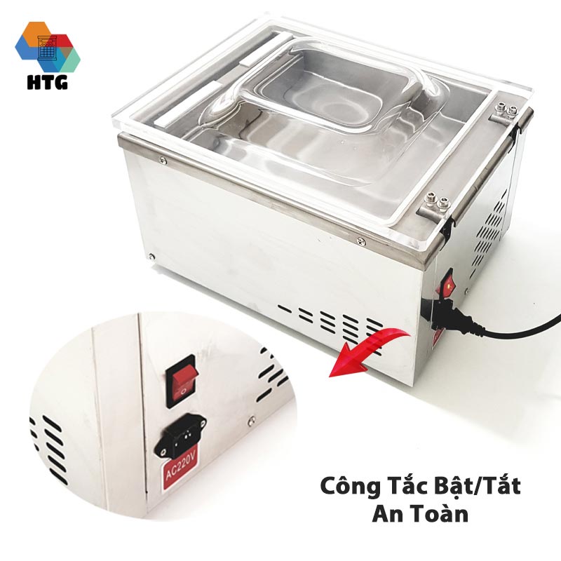 Máy hút chân không công nghiệp để bàn Vacuum Packer, hoàn toàn tự động, hút mạnh mẽ độ chân không đạt -1Mpa, vỏ Inox