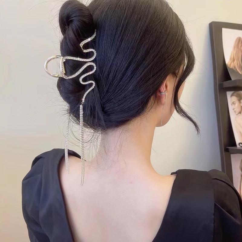 Kẹp Tóc Kim Loại Đính Đá Phối Tua Rua Thời Trang Thanh Lịch Cho Nữ