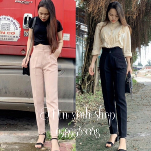 Quần baggy nữ cạp bèo xếp ly siêu xinh, quần tây một cúc lưng cao vải tuyết mưa cao cấp Xưởng may Thu Thủy