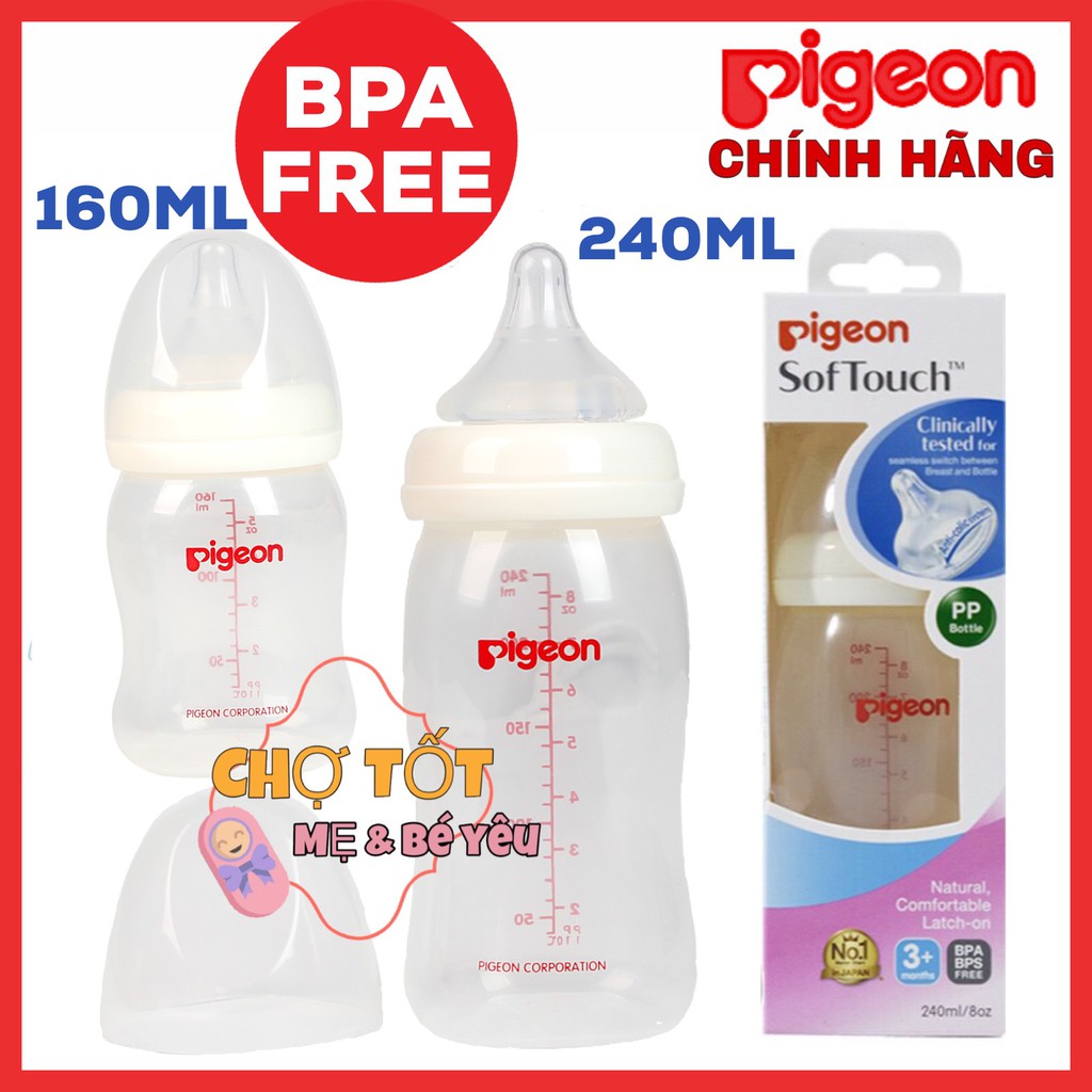 BÌNH SỮA PIGEON CỔ RỘNG SOFTOUCH 160ML-240ML