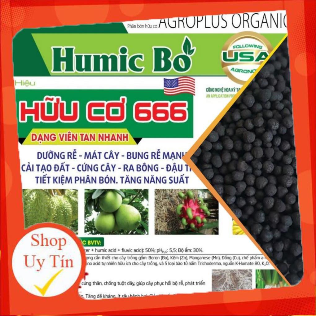 Humic Bo_Phân hữu cơ cao cấp, dạng viên_Dưỡng rễ, mát cây_Tăng khả năng đậu trái