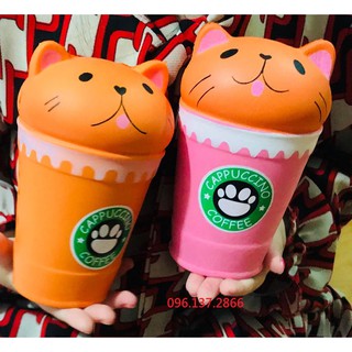 SQUISHY CỐC CAFÉ MÈO MÀU NGẪU NHIÊN LOẠI TO - đáng yêu hết cỡ ( nguyenhuyen9916 )