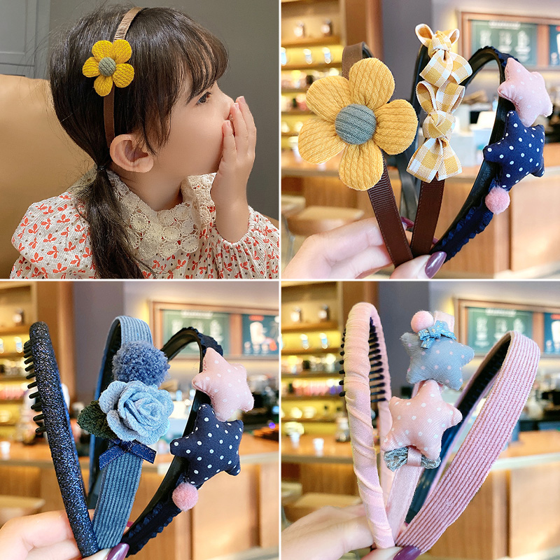 Băng đô cài tóc đính hoa dễ thương phong cách Hàn Quốc cho bé gái