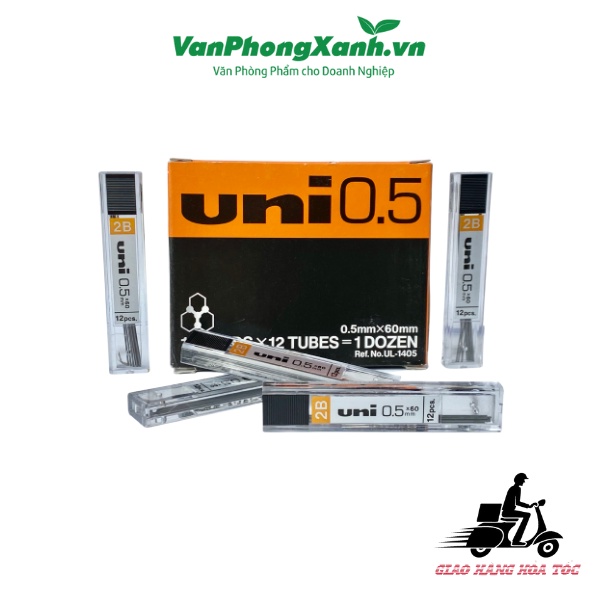 Hộp Ruột Chì 2B Uni 0.5, Nét Mượt, Hạn Chế Gãy Ngòi