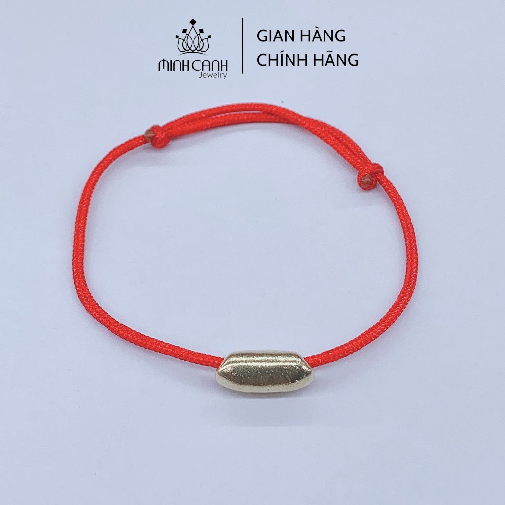 Lắc Tay Chỉ Đỏ Hạt Gạo Bạc Xi Vàng May Mắn - Minh Canh Jewelry