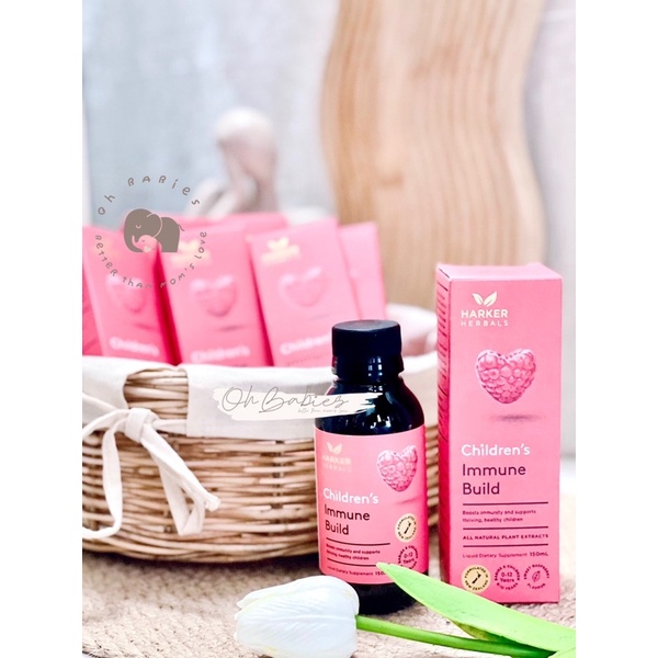 Siro tăng đề kháng Harker Herbals Children's Immune Build hồng cho trẻ sơ sinh 150ml [OH BABIES]