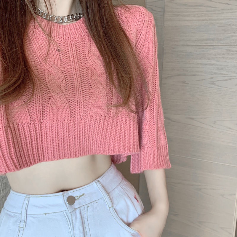 Áo Sweater Dáng Rộng Lưng Cao Thời Trang Mùa Đông 2022 Cho Nữ