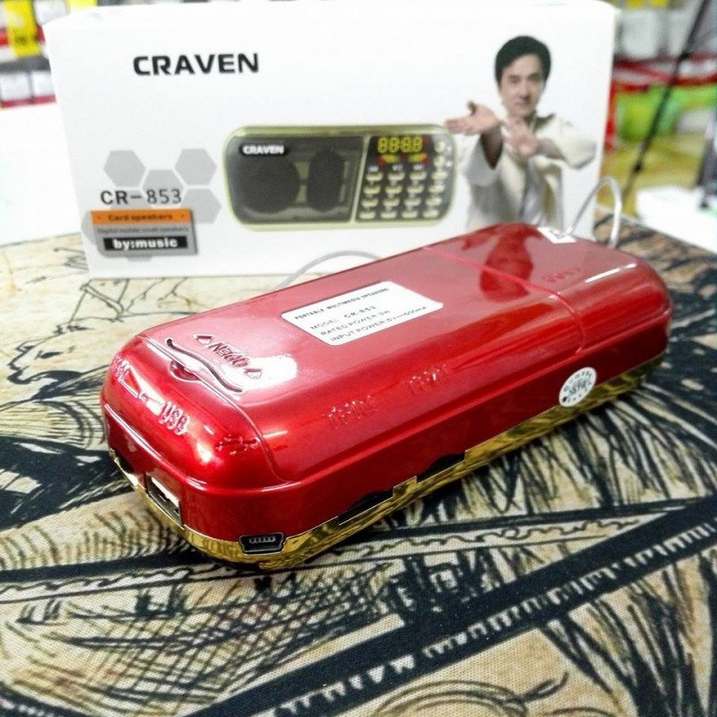 Máy nghe nhạc CRAVEN CR853 -Loa pháp thoại nghe kinh pháp đọc thẻ nhớ nghe đài FM – 3 Pin sạc – 2 khe thẻ nhớ - 3W