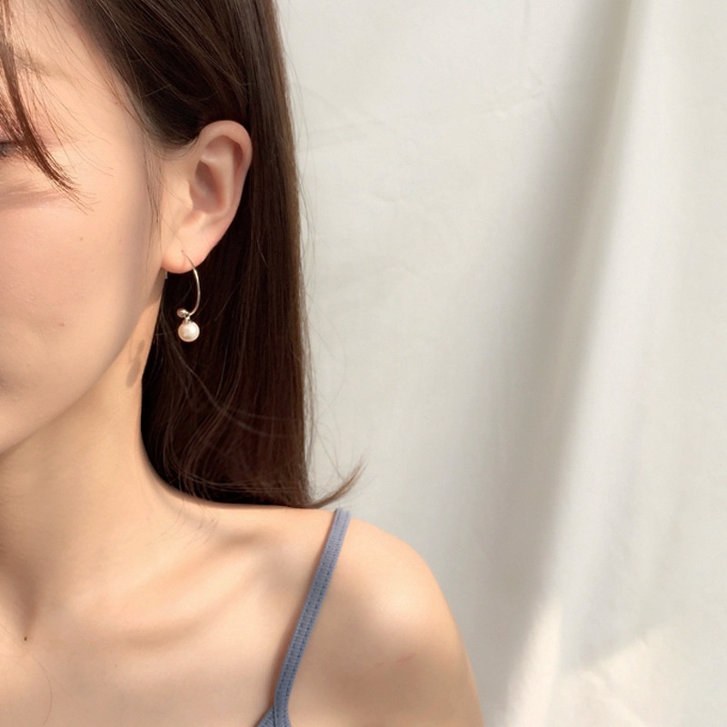 Bông tai MANYUE hình học đính ngọc trai nhân tạo đơn giản ngọt ngào phong cách Hàn Quốc cho nữ