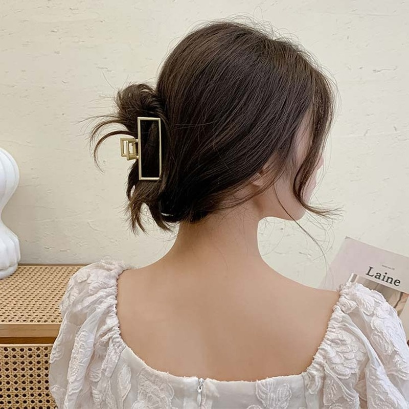 Kẹp Tóc Kim Loại Họa Tiết Hình Học Đơn Giản Thời Trang