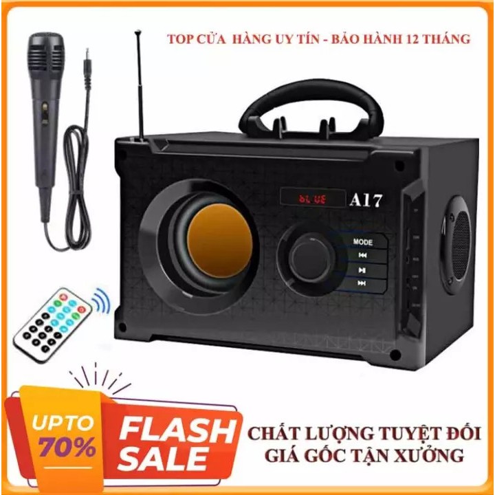 ☑️[UTTEDH31 giảm 20k]-Loa Bluetooth Kèm Mic A17-Nhạc Trong-Cao Cấp-Bảo Hành 12 Tháng