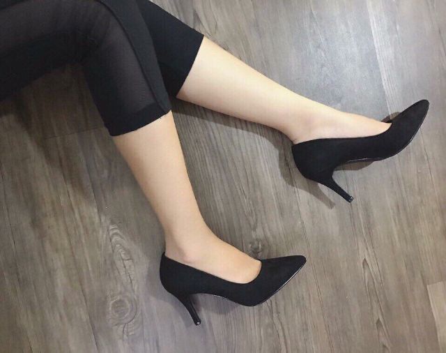 Cao gót đen nữ 7p