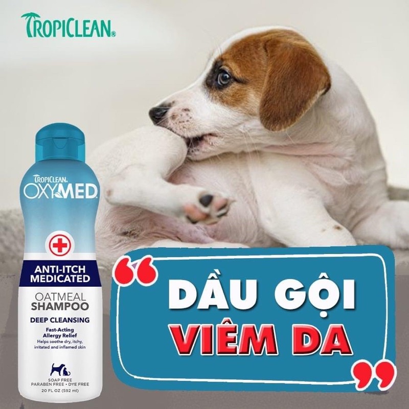 SỮA TẮM ĐẶC TRI DA CHO CHÓ MÈO TROPICLEAN OXYMED -TropiClean OxyMed