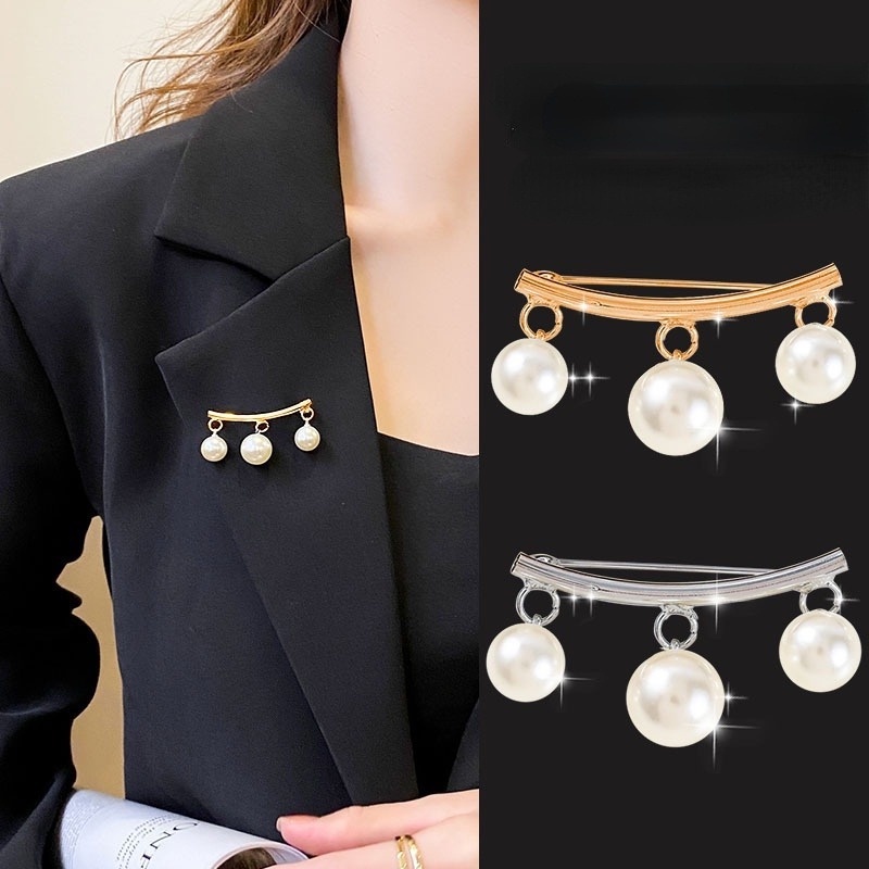 Ghim Cài Áo Đính Ngọc Trai Nhân Tạo Thời Trang Hàn Quốc