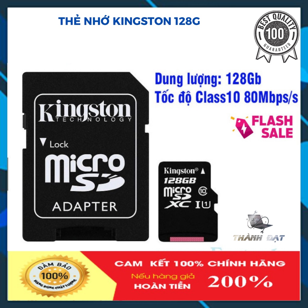 Thẻ Nhớ ,Thẻ nhớ MicroSDHC 128Gb Kingston Calss 10 80Mpbs/s