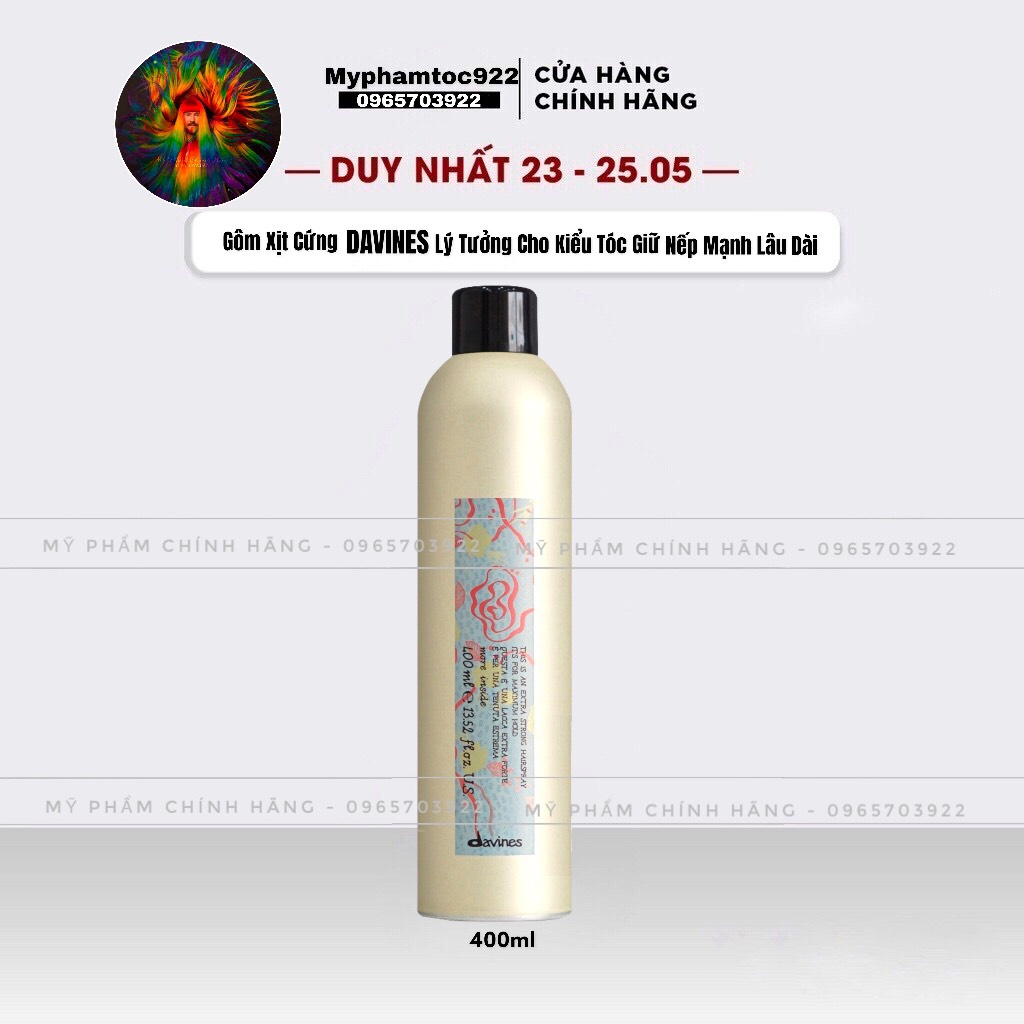 Gôm xịt cứng DAVINES EXTRA STRONG HAIR SPRAY 400ml - gôm davines chính hãng