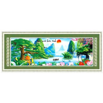 Tranh Đính Đá Non Nước Hữu Tình DF078 (231x85cm)