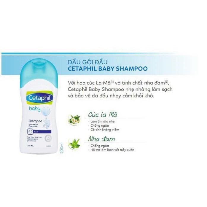 [CHÍNH HÃNG] Dầu gội làm sạch, bảo vệ da dầu nhạy cảm cho bé Cetaphil Baby Shampoo 200ml Date 2023