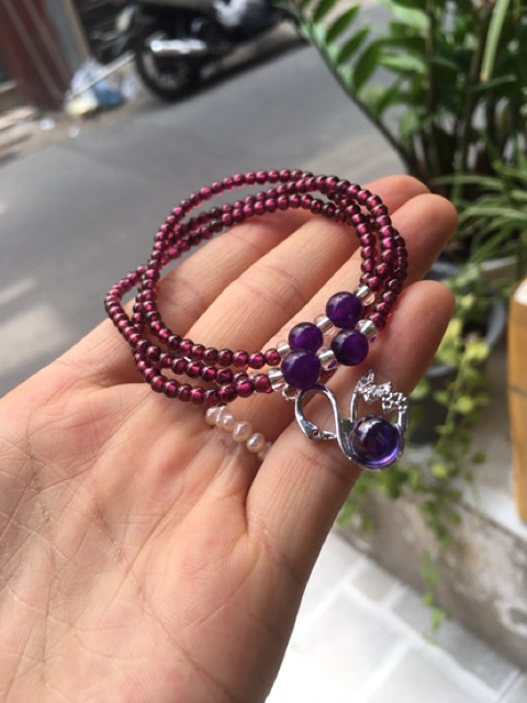 Vòng tay garnet cuốn 3 tự nhiên