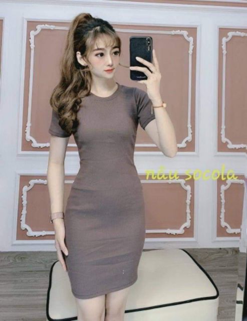 [Mã FAMAYWA2 giảm 10K đơn 50K] đầm body tay ngắn gân tăm có video cận chất vải | BigBuy360 - bigbuy360.vn