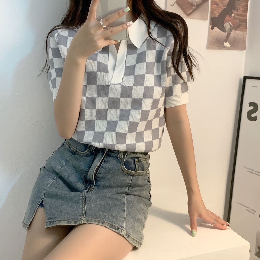 Áo thun polo ZHELIHANGFEI dệt kim tay ngắn thiết kế cỡ nhỏ trẻ trung thời trang