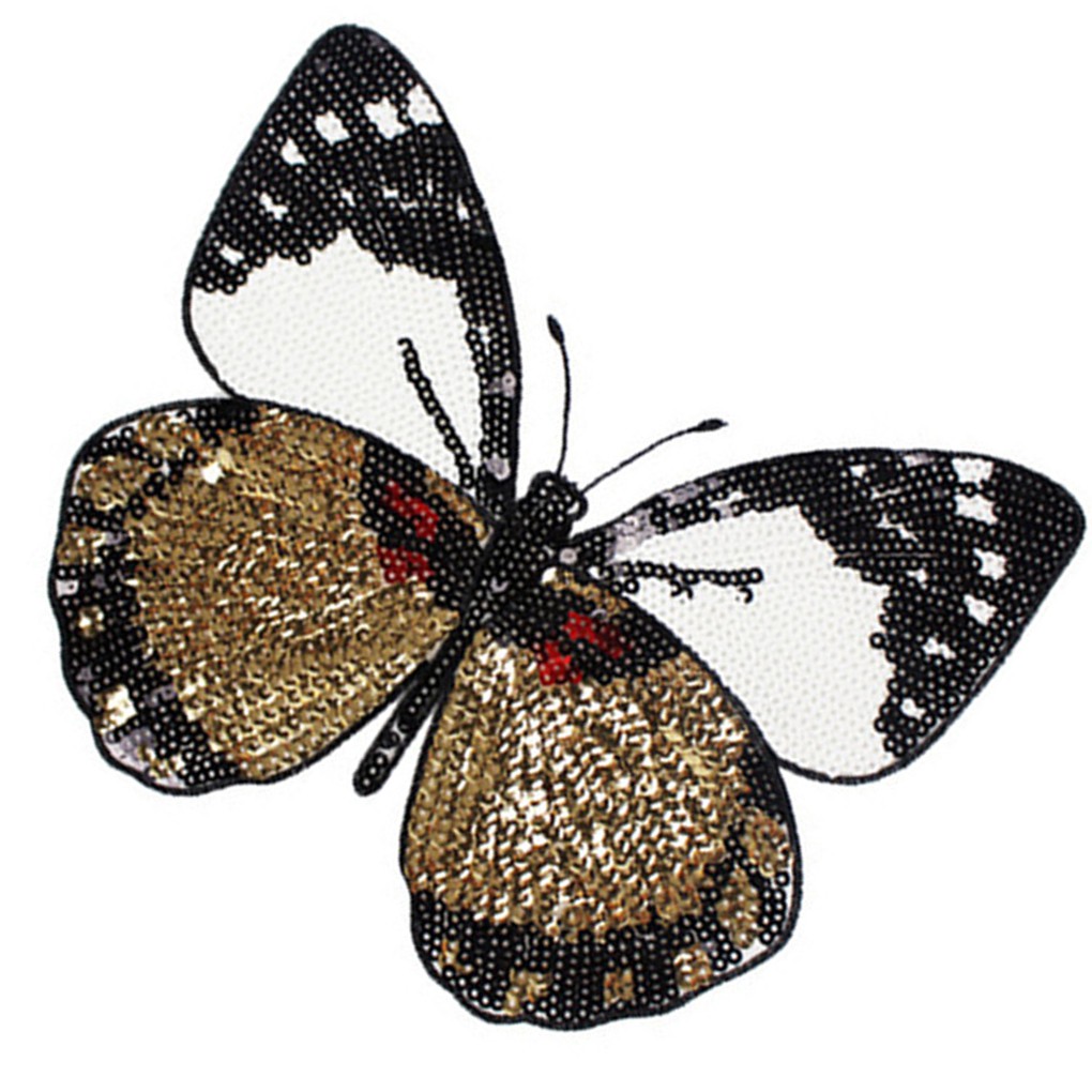 Miếng dán trang trí quần áo hình bướm đính kim sa lấp lánh thời trang