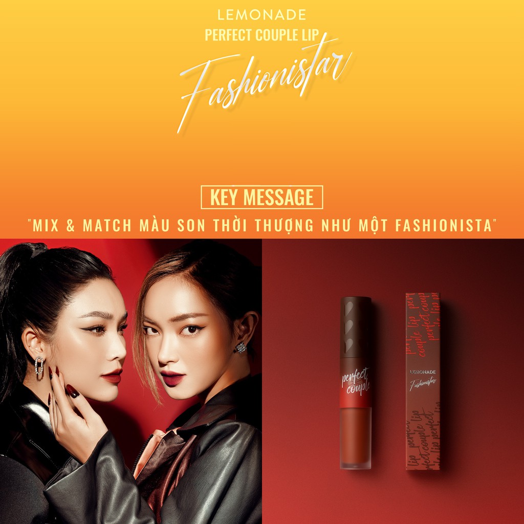 Combo Lemonade Son Perfect Couple Lip Fashionistar 8g và Son lót đầy môi Lip Filler 4.5g | Thế Giới Skin Care