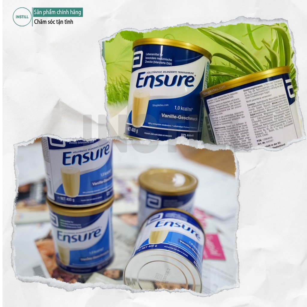 Sữa bột Ensure Abbott Đức hộp 400g hương vani, hàng nội địa Đức, hàng về liên tục – Instill Store