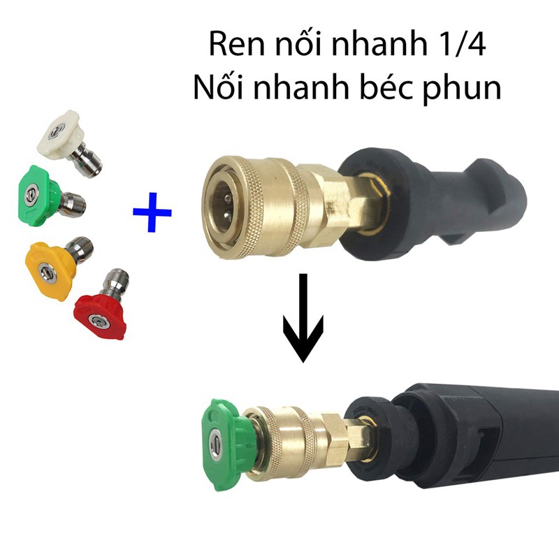 Khớp nối nhanh béc súng xịt rửa của máy rửa xe áp lực cao, đầu cái nối nhanh ¼, ren nối súng 14-C0004-22