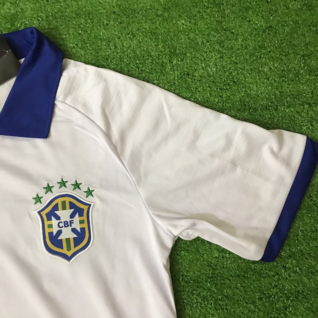 [ẢNH THẬT] Bộ quần áo đá bóng/ Áo đá banh đội tuyển BRAZIL màu trắng thun lạnh cao cấp mẫu mới nhất 2019-2020