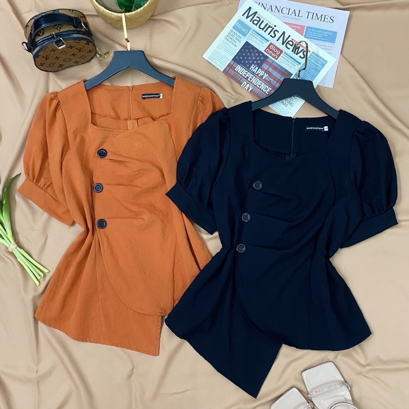 [FREESHIP 3.3] Áo kiểu bigsize Peplum 3 Nút Tà Xéo Giá Xưởng (có size 50kg đến 90kg)