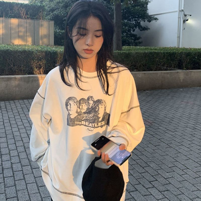 [Order] Áo sweateer nỉ da cá dáng rộng in hình nhóm nhạc chỉ nổi (ảnh thật) | BigBuy360 - bigbuy360.vn