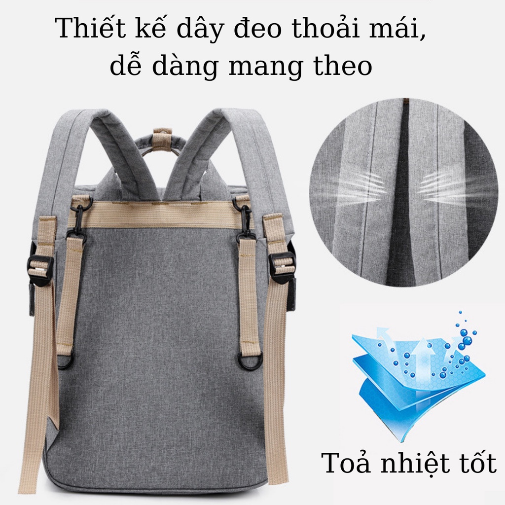 Balo Bỉm Sữa Cho Bé Kiêm Nôi Di Động Cao Cấp Sunshine Có Ngăn Giữ Nhiệt,Nhiều Ngăn Đa Năng - Ba Lô Trẻ Em Giường Di Động