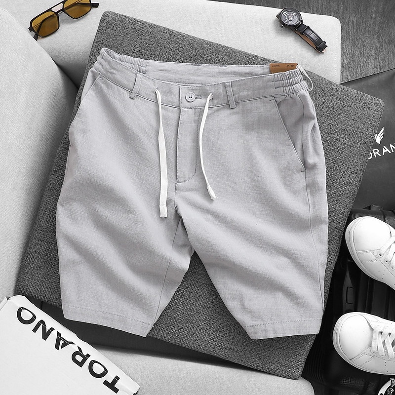 Quần short nam TORANO đũi phối chun eo bền màu BI013
