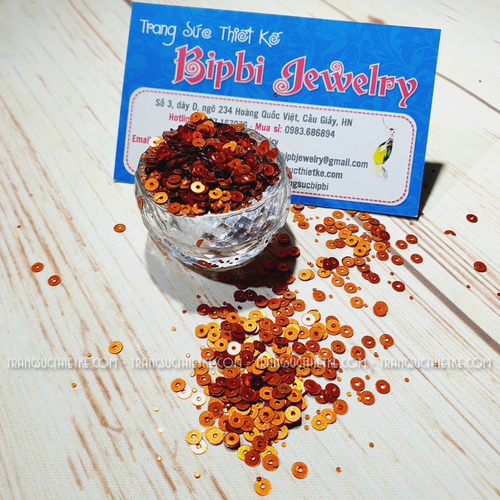 Kim sa đính váy áo màu đỏ ánh cam 3mm