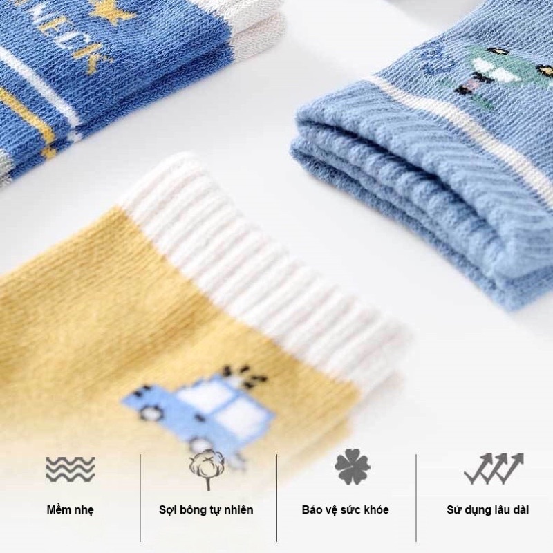 Tất Cho Bé, Set 5 Đôi Tất Cao Cổ Kids Socks Trẻ Em Từ 0-8 tuổi , vớ dày dặn đủ mẫu