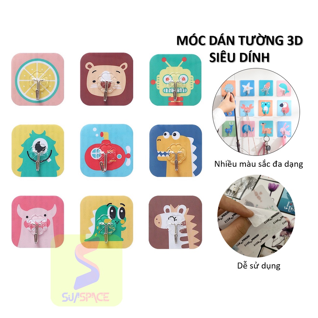 Móc dán tường họa tiết 3D siêu dính, chịu lực tốt Store4girls