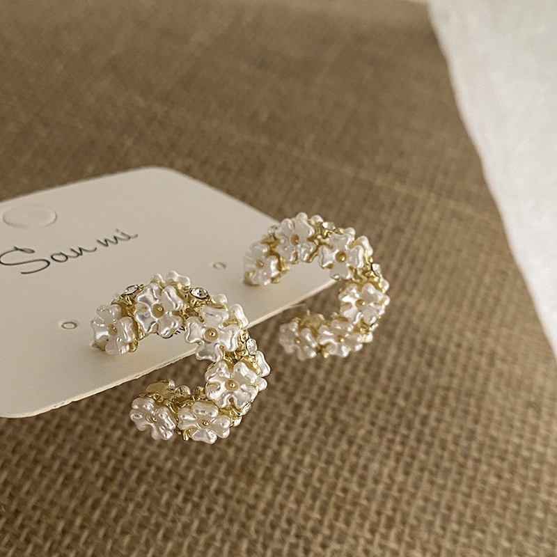 Bông Tai Mạ Bạc 925 Hai Mặt Hình Hoa Xinh Xắn Thời Trang