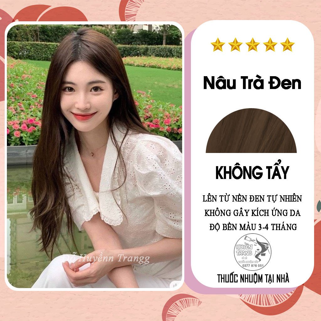 Thuốc nhuộm tóc màu NÂU TRÀ ĐEN tặng kèm oxy trợ nhuộm găng tay mũ trùm và HDSD